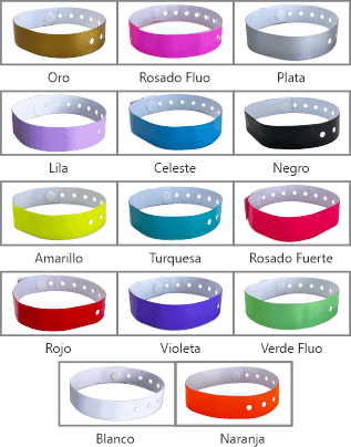 COLORES DE PULSERAS DE PVC